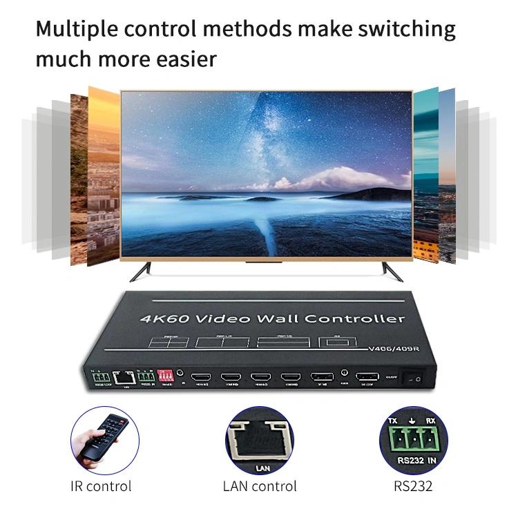 OEM 4K60 Matrix RS232 UHD HD 3X3 Video Wall Controller 9 Channel