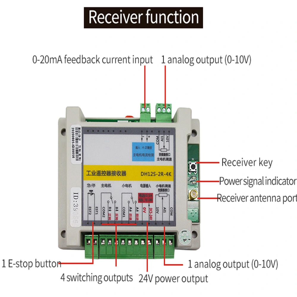 Industrial Remote Control with Emergency Stop 2 Channel Speed Control Construction Vehicles