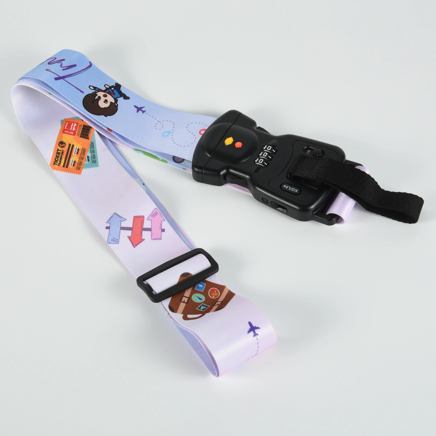 Promotion Custom Luggage Strap, Polyester Travel Suitcase Luggage Belt with Number Lock