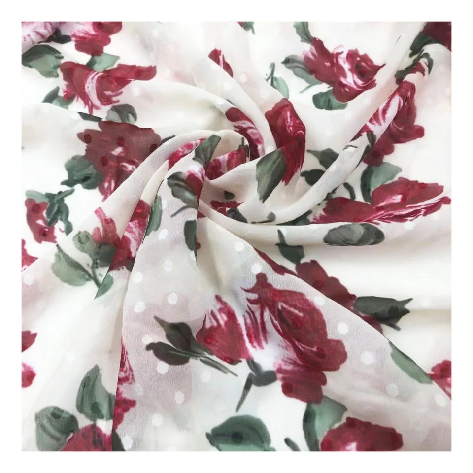 Latest Arrival Customization Color Chiffon Crepe Small Floral Design Digital Printed Silk Pure Chiffon Fabric