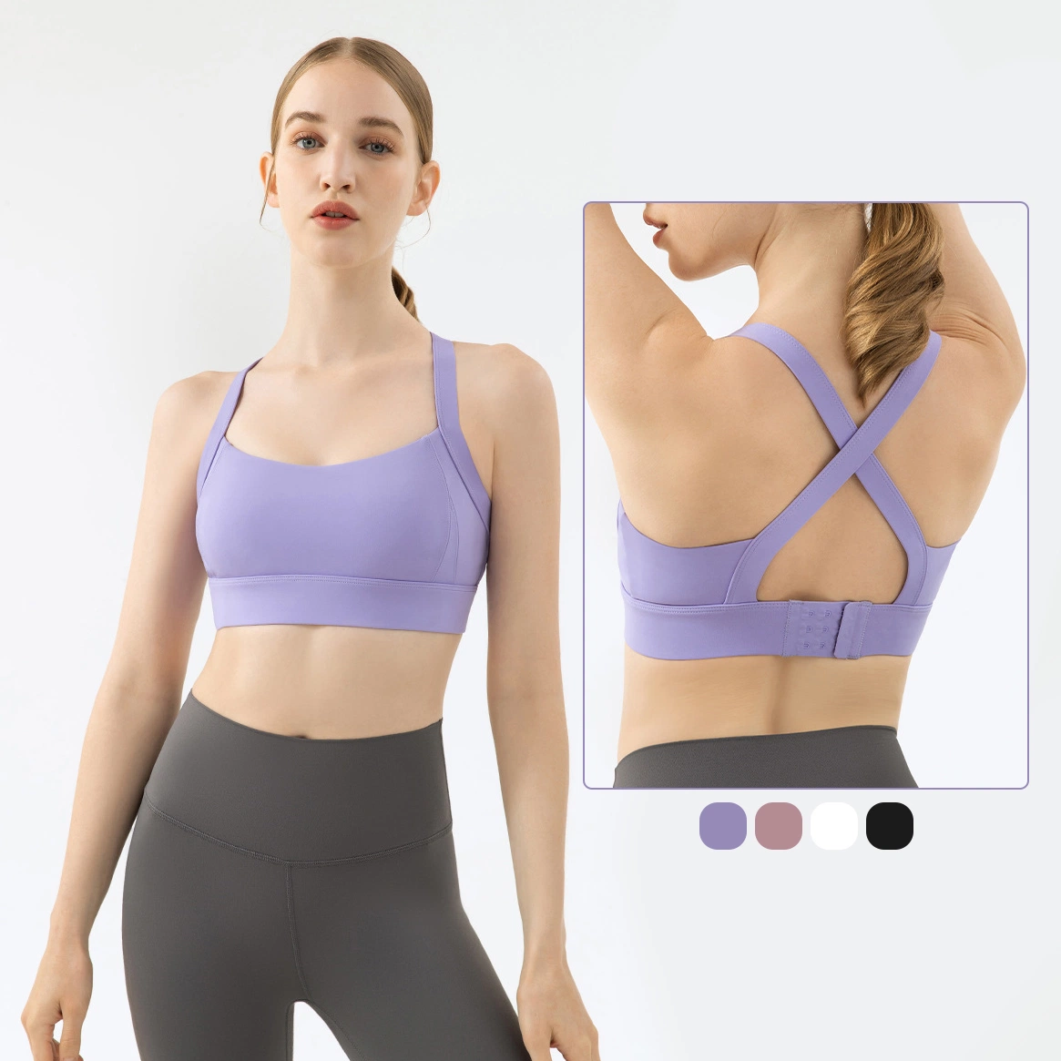 Adjustable Shoulder Straps X-Shaped Beautiful Back Design Women Push up Sports Bras Yoga Apparel