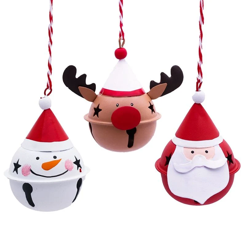 Santa Snowman Reindeer Xmas Tree Christmas Metal Bell Jingle Bell Ornamentos de árvores