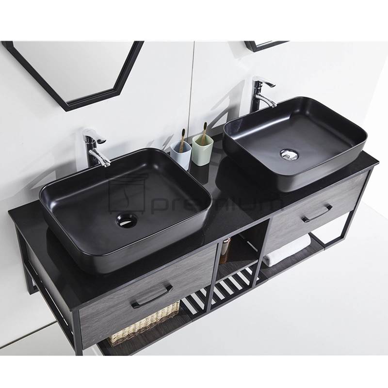 China Spremium Plywood Hangzhou Bathroom Cabinet Double Sink Wall Mounted Furniture