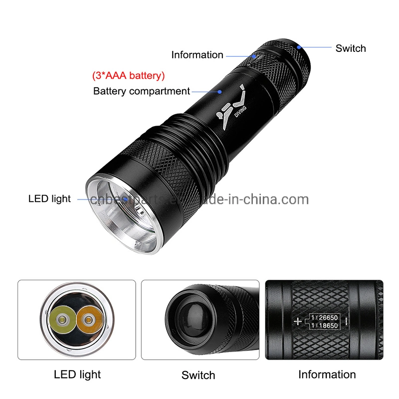 Wholesale/Supplier Quality Underwater Scuba Diving Torch Light Outdoor Waterproof Rechargeable LED Torch Lamp Hot LED Diving Flashlight