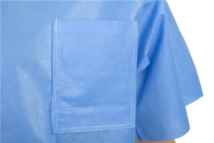 Hôpital SMS V-Neck ou col rond avec manches courtes jetable Combinaisons de gommage