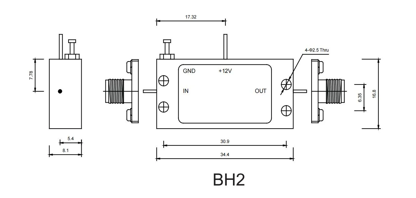 Amplificateur de puissance RF/micro-ondes faible bruit à bande étroite de 0,5 GHz~0,7 GHz SMA-F. Test