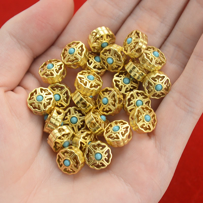 Nepal 18K Gold DIY Jewelry Accessories Auspicious Clouds Beads Spacers Ancient Gold Bracelet Necklace Accessories Material