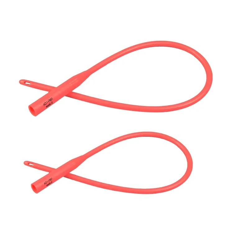 Medical Disposable Suppliers Red Latex Nelaton Catheter Red Urethral Catheter
