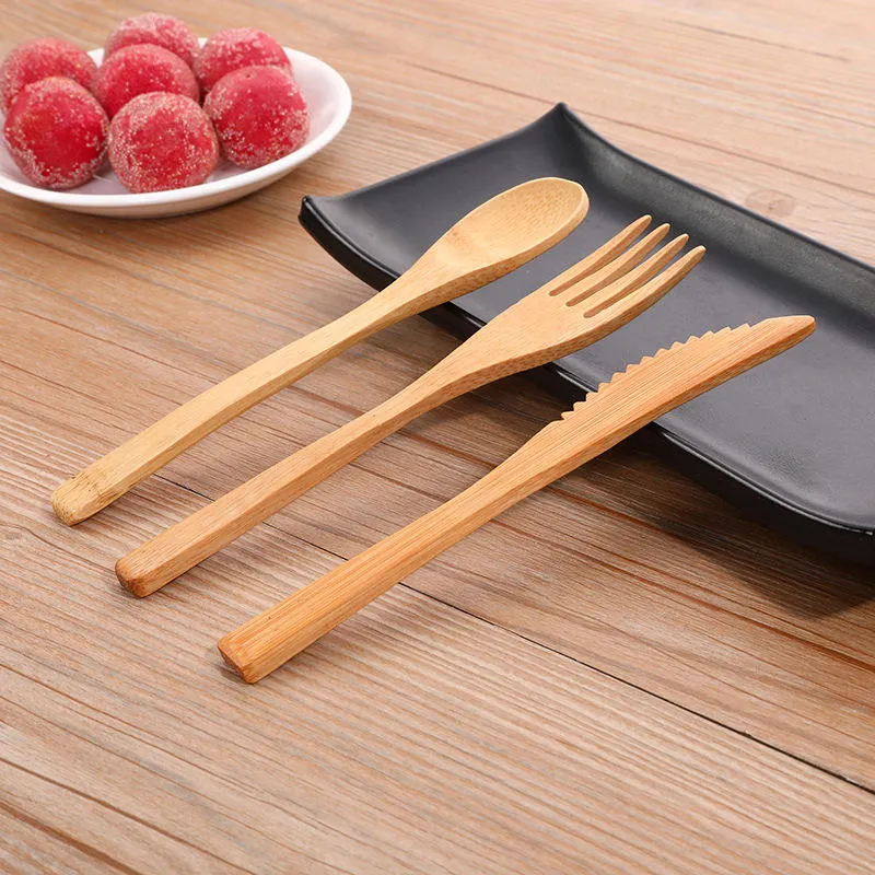 Wholesale/Supplier Kitchenware Cutlery Flatware Set Custom Logo Natural Eco-Friendly Bamboo Knife Fork Spoon