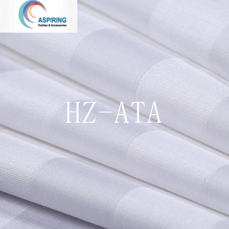 100% algodão Stripe 3cm Sateen Tecido branco para camas de hotel Lençol Definido