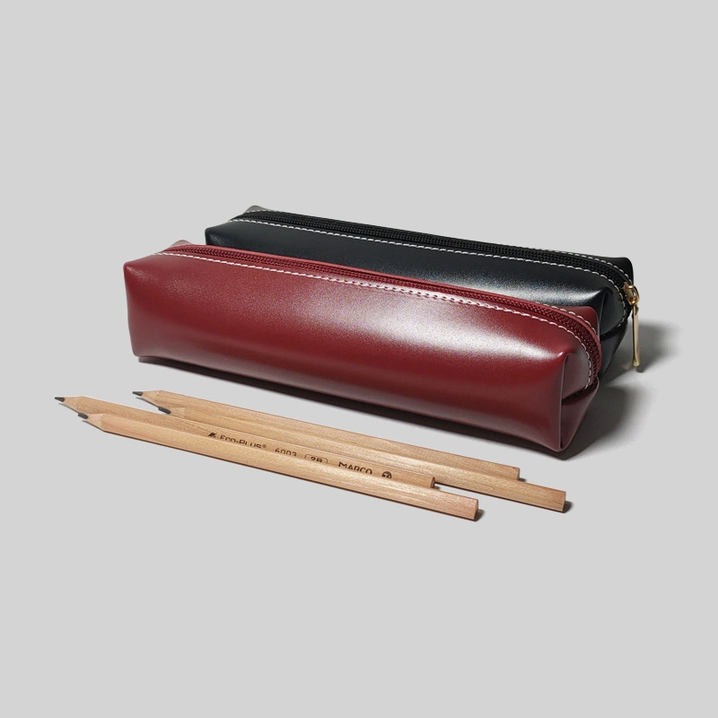 Promotional Leather Stationery Pencil Case Custom Pens Holder Bag