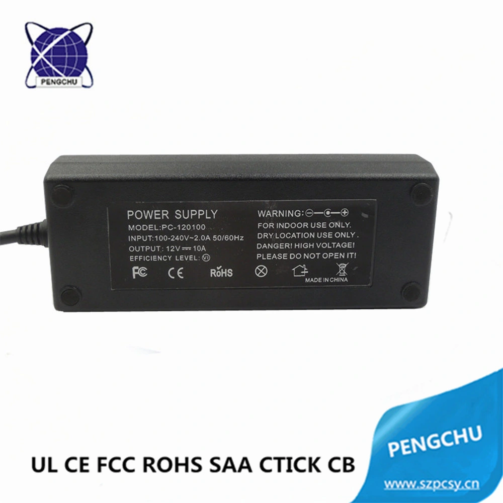 Desktop AC/DC Adapter Switch Power Supply 12V 10A 120W CE FCC RoHS DOE VI SAA UL