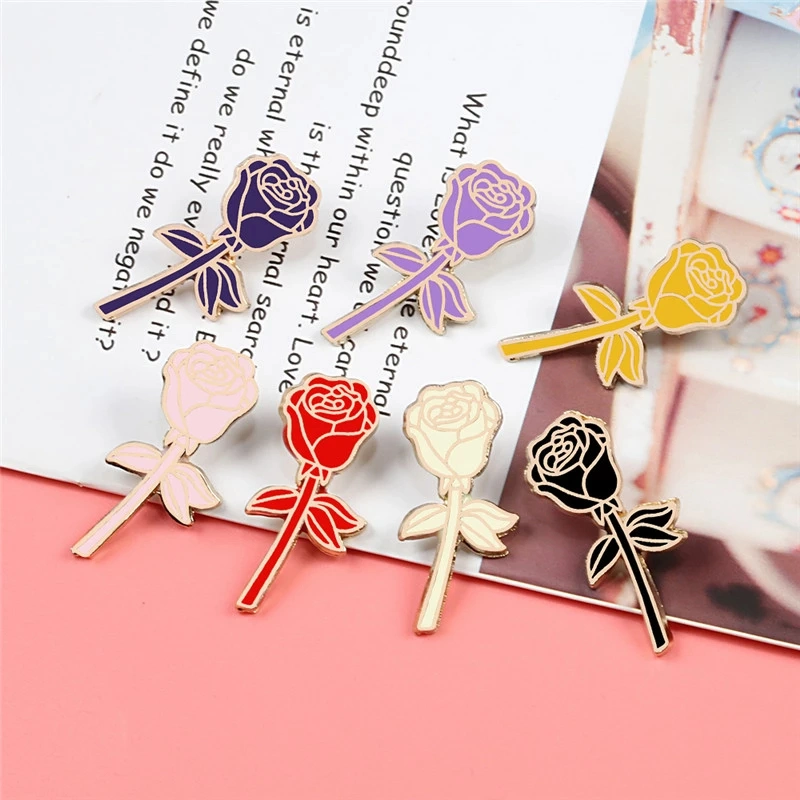 Customized Fashion Women Broooches Flower Charm Rose Enamel Sdg Bamboo Masonic Lapel Pins