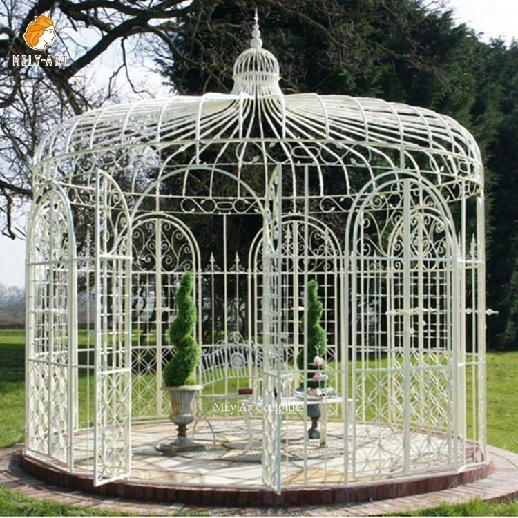 European Style Outdoor Wedding Decorations Gazebo Wrought Cast Iron Pavilion