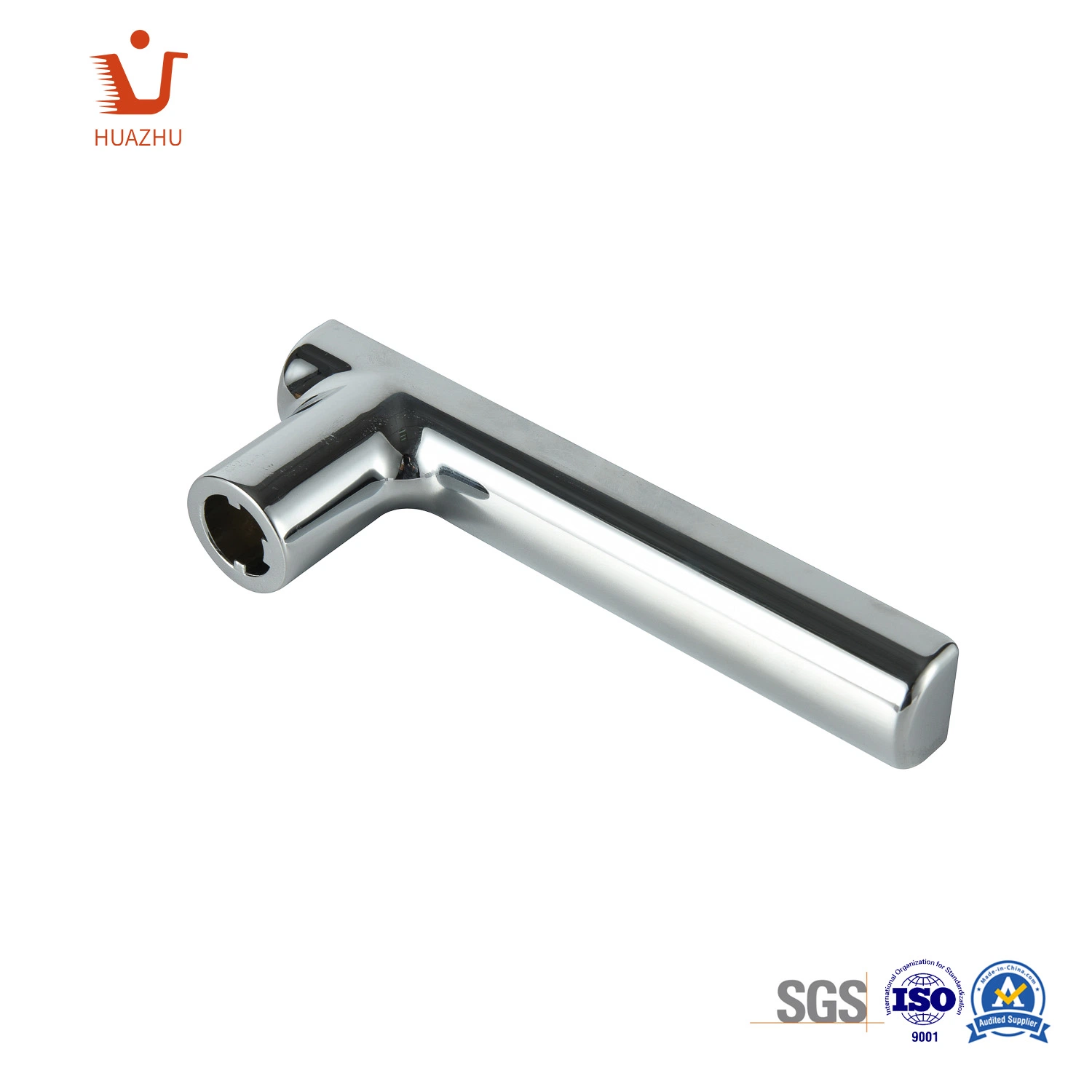 Door Accessory Silver Stainless Steel Satin Mixed with Polish Finish Solid Lever Exterior Door Handle