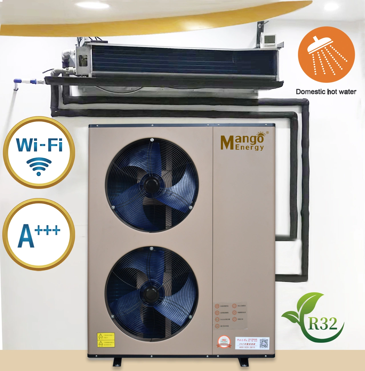 24 Kw Heating Capacity Mango Energy DC Inverter Heat Pump Water Heaters System