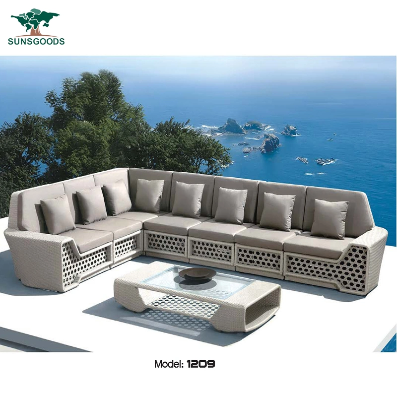 Modern Restaurant Furniture Rope Set Garden Patio Rattan Leisure Outdoor Sofa