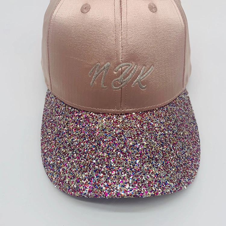 Glitter Satin Curved Bill Baseball Hat