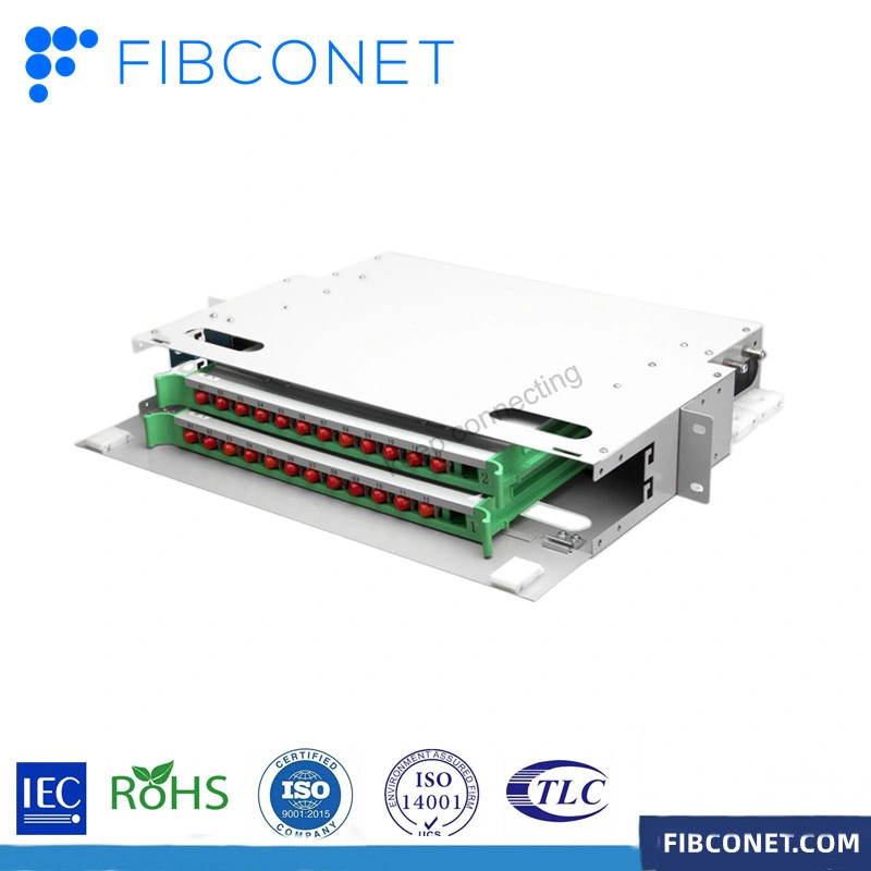 Tiroir de haute qualité de type 12 ports 19′ IDU rack IDF Monter le panneau de raccordement pour fibre optique SC ODF