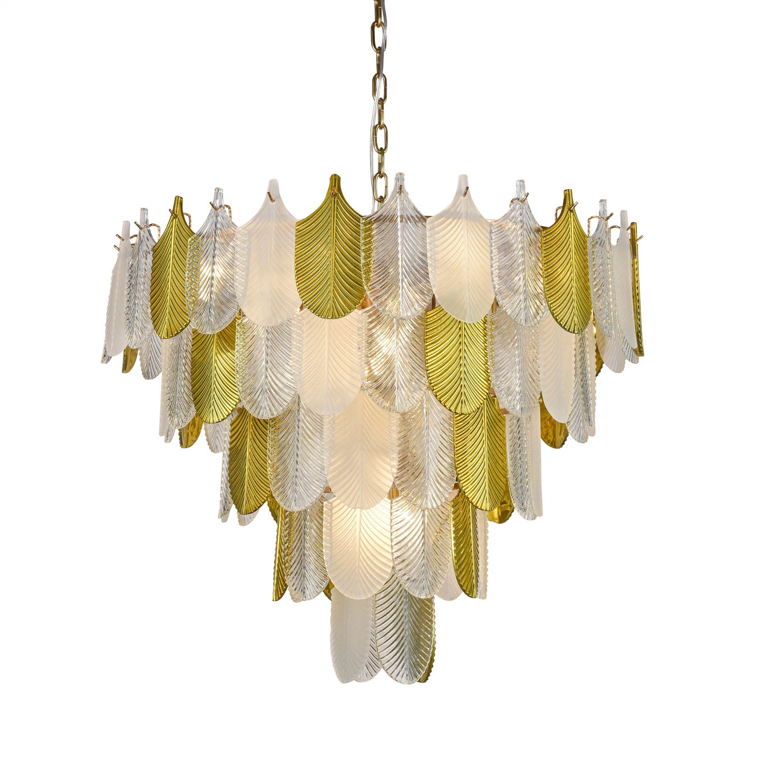 Leave Design Colorful Art Glass Pendant Light Chandelier Hanging Light Gold Color Colorful Glass