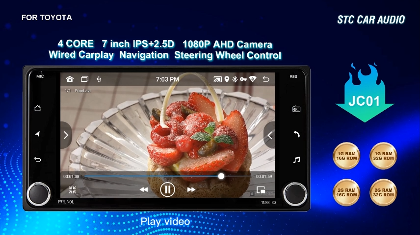 Android Market rádio do carro 7 polegadas Câmera Retrovisor pleno ecrã táctil de navegação GPS Leitor de Multimédia para a Toyota