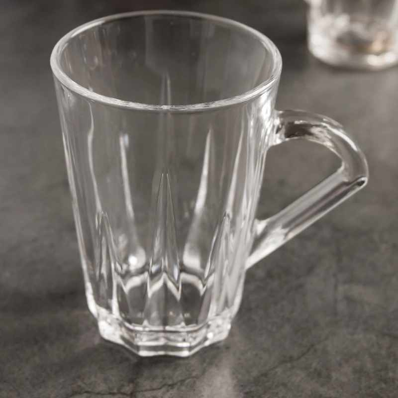 Top-Qualität Trinkbecher Tasse transparent klar Kaffeeglas 230ml Lang Rund