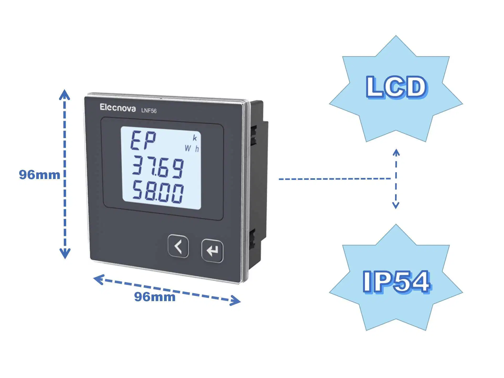 72*72mm LCD Panel Single Phase 1/5A Input Current Measuring AC Digital Mini Ammeter Current Meter Digital LCD Ampere Panel Meter