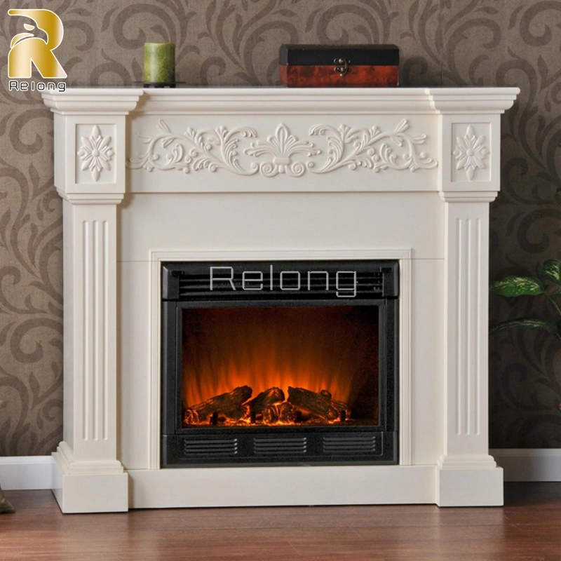 Home Decoration Natural Luxury Freestanding Stone Marble Fireplace with Baby Statue Home Indoor Decor