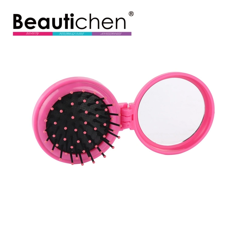 New Pocket Hair Brush Plastic Comb Private Label Size Mirror Set with Foldable Cheap Women Kids Plastic Hair Brush