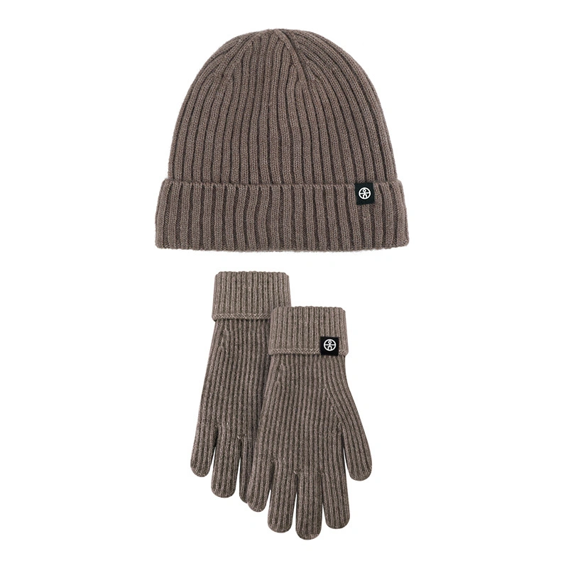 New Unisex Winter Striped Warm Hat Wool Touch Screen Windproof Gloves Suit