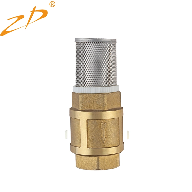 Backflow Brass Check Valve Foot Valve with SS304 Filter for Fountain Suction Hose Domestic Waterworks Garden Well Pump