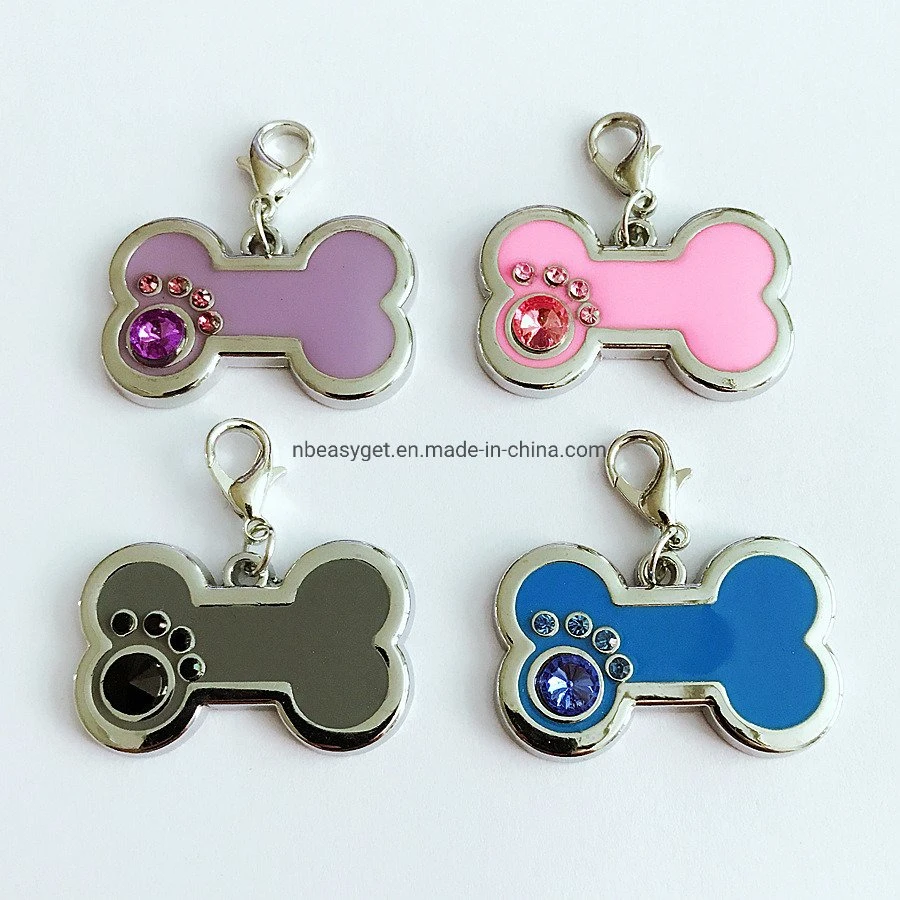 Forma de Hueso de la mascota de la etiqueta de identificación de perros con cristales colgantes personalizados Esg16521 Accesorios