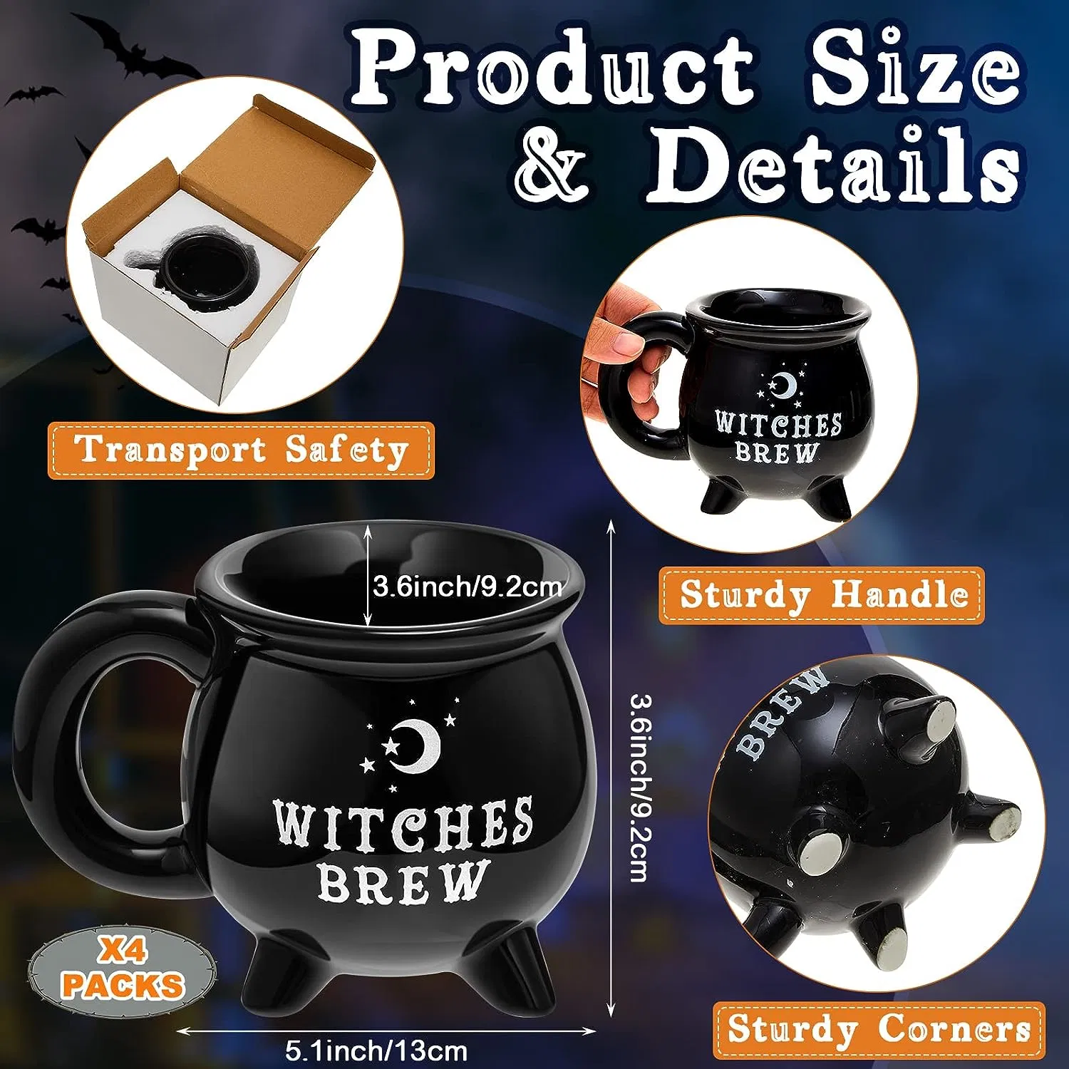 12 أونصة هالوين Witches Brew Cauldron Coffee Mug