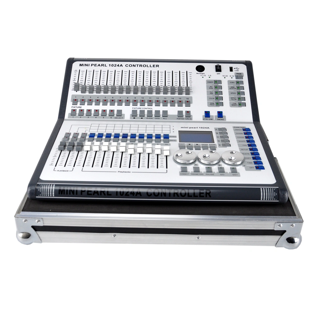 Mini Pearl 1024 DMX Light Console Stage Light DMX Controller for LED PAR Beam Moving Head DJ Light with Flight Case