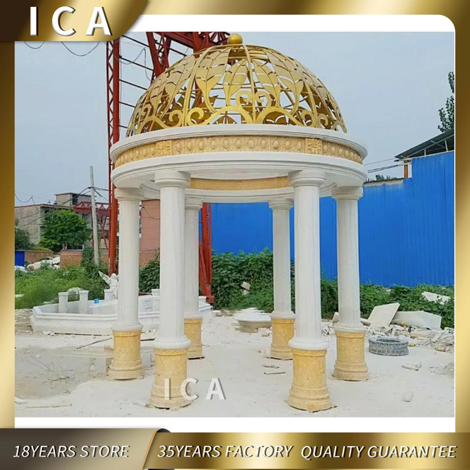 Luxury Garden Gazebo Outdoor Natural Stone Column Garden Gazebo