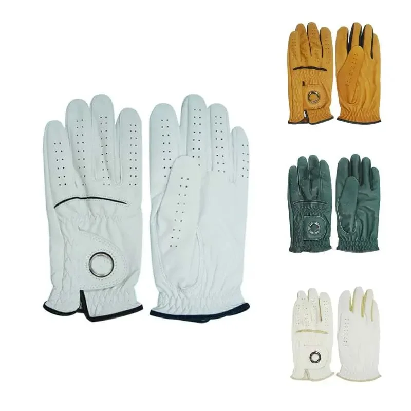 Gants de golf antidérapants pour hommes et femmes avec logo en cuir de mouton Cabretta coloré sur mesure.