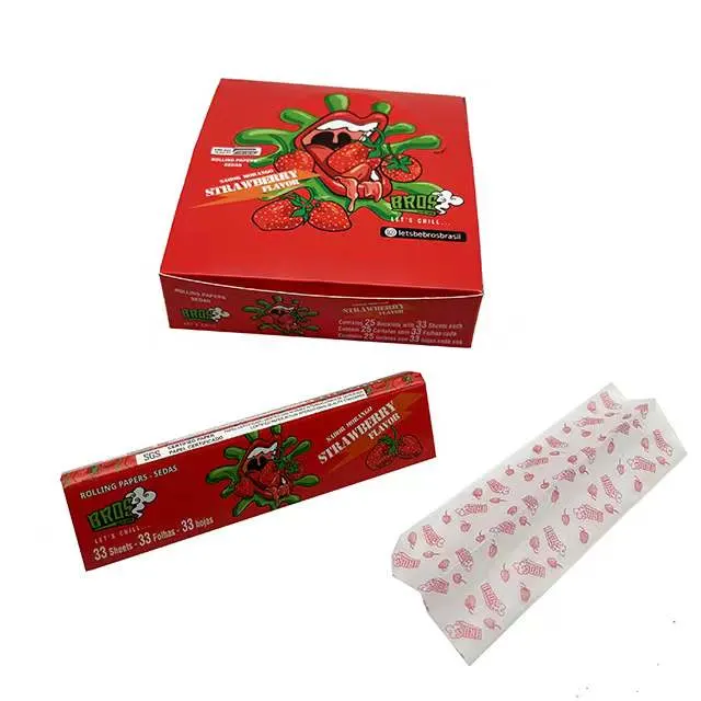 Bros 33 hojas sabor fresa Nuevo estilo Rolling Paper para Papel rodante de lima tamaño King para fumadores