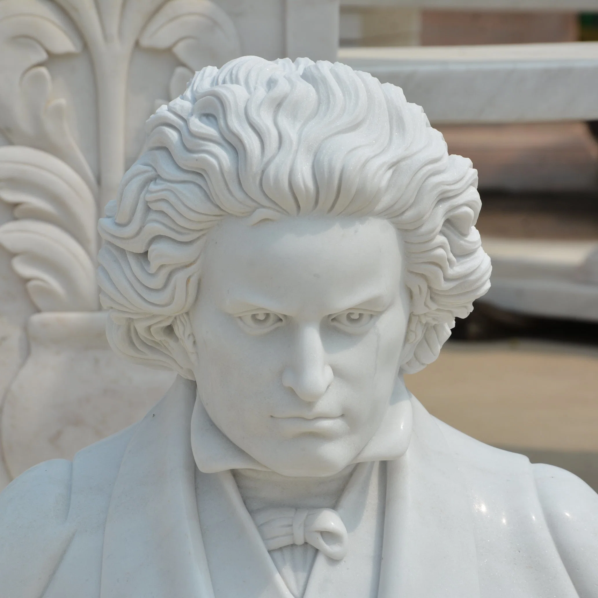 Decoración personalizada de mármol blanco Beethoven Man Bust