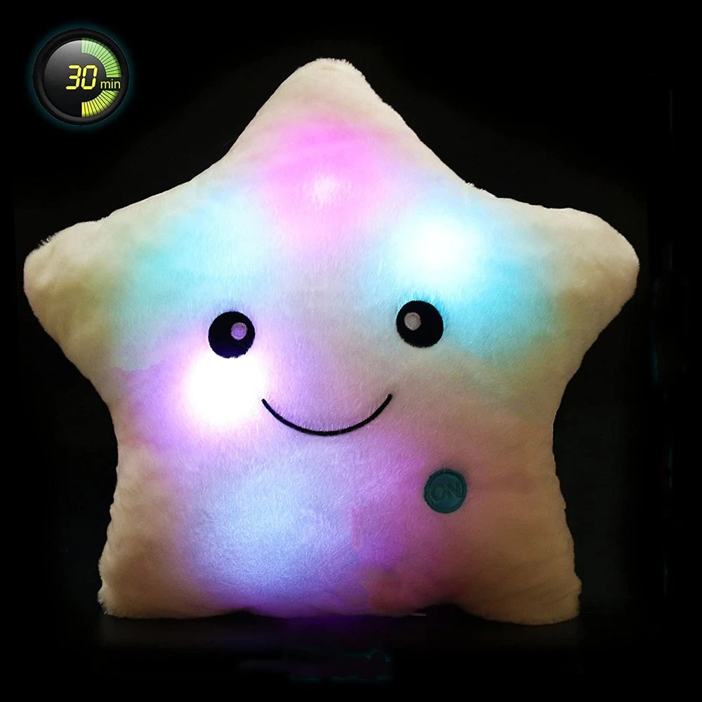 Creative Twinkle Star Glowing LED Night Light Plush Pillows Stuffed Toys (White)