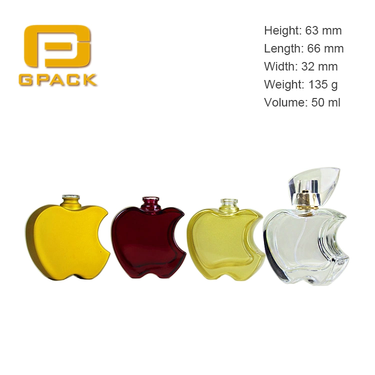 Fábrica Custom 50ml Apple Perfume botella forma de piña Painted Coated Botellas de vidrio para la venta Roll on Perfume botellas de vidrio cosmético Envasado de botellas