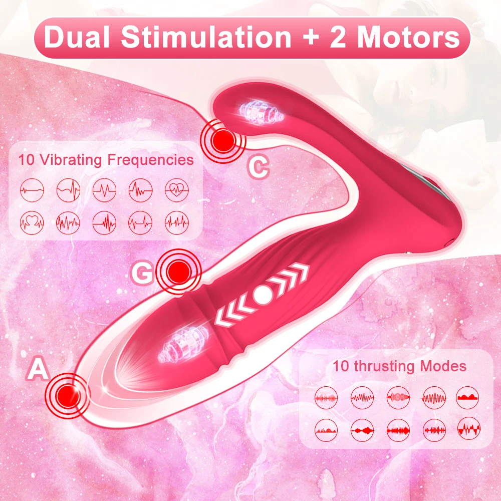 New G Spot Rabbit Waterproof Dildo Vibrator with 9 Powerful Vibrations Dual Motor Stimulator for Women or Couple