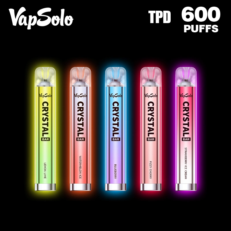 2 ml de jus 20 mg Nictoine LED Light up 600 Puffs Bar Stylo jetable Crystal Vape DPT dispositif jetable une fois perdu Stylo vapeur Mary