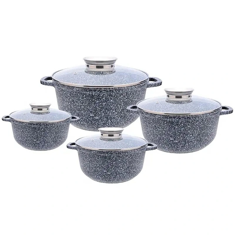 Factory Cheap 16 PCS Granite Casserope Die-Cast Aluminum Cookware Set with Non-Stick Marble Coating