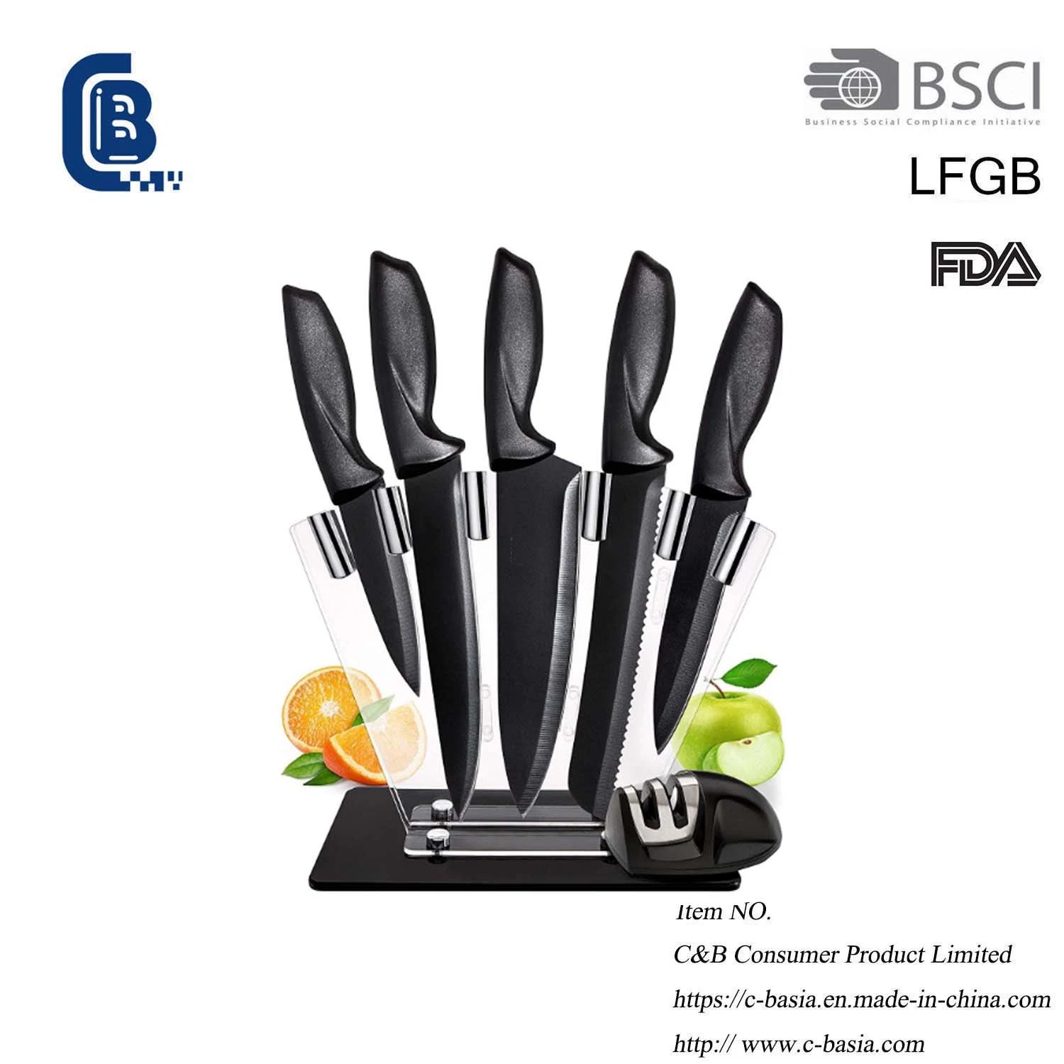 أدوات المطبخ مجموعة سكين الشيف من الفولاذ المقاوم للصدأ مع قطع الحامل اللحوم الخضار كوك Knife Wiko أدوات المطبخ