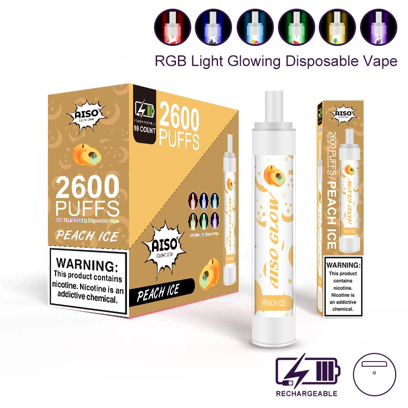 Bestseller 2600puffs LED Licht Einweg elektronische Zigaretten Vape Pen