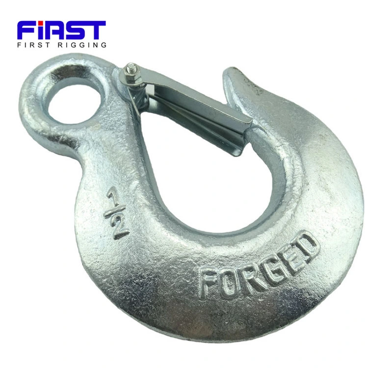 Us Type Forged Crane Lifting Alloy Steel Eye Slip Hook with Latch