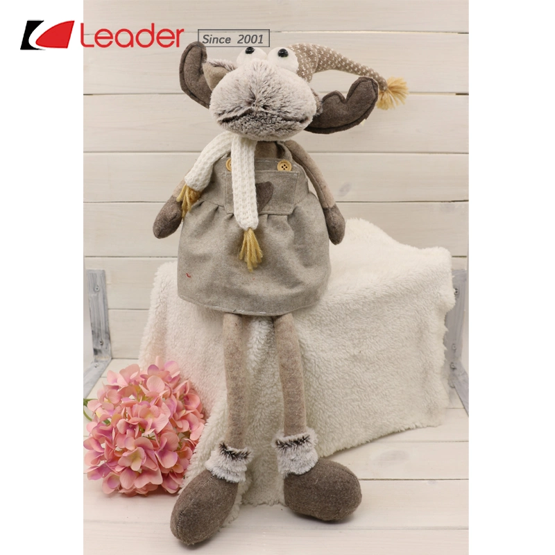 New Nordic Fabric Sitting Deer Figurine Craft with Metal Feet for Home Decoration and Christmas Gifts, Customize Your Swedish Dolls