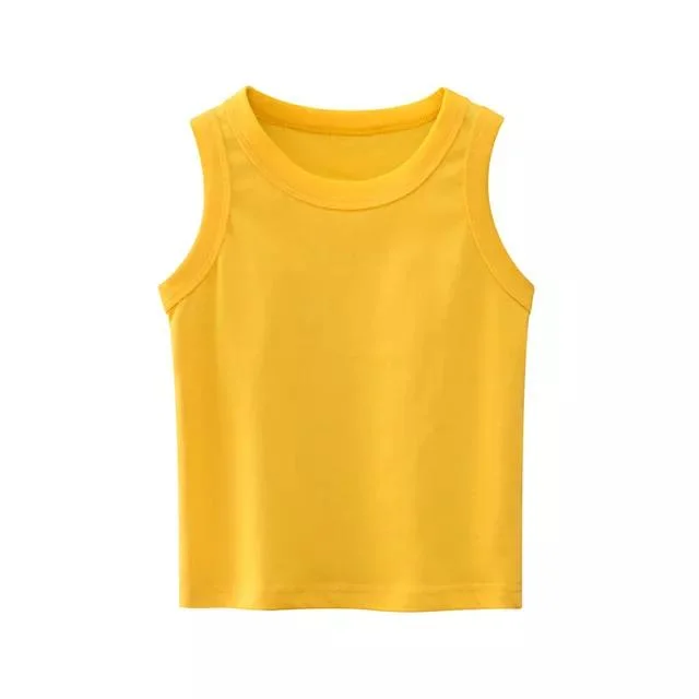 100%Cotton Fashion Basic Plain Dyed Children Tank Top for Boys