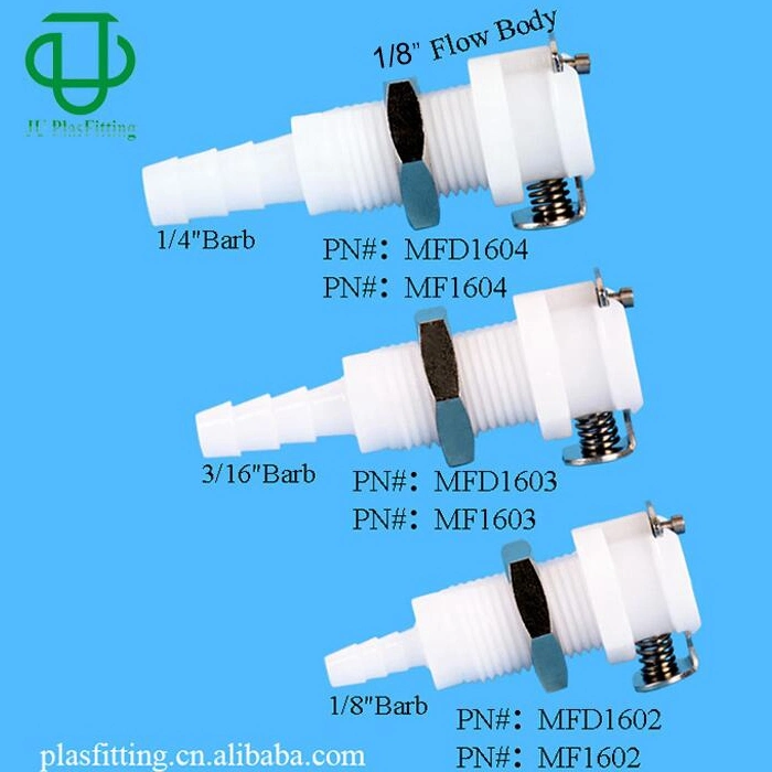 Biomedical 1/8" 3/16" 1/4" Hose Barb Valved in-Line Plastic Water Air Hose Quick Disconnect Tube Hose Couplings