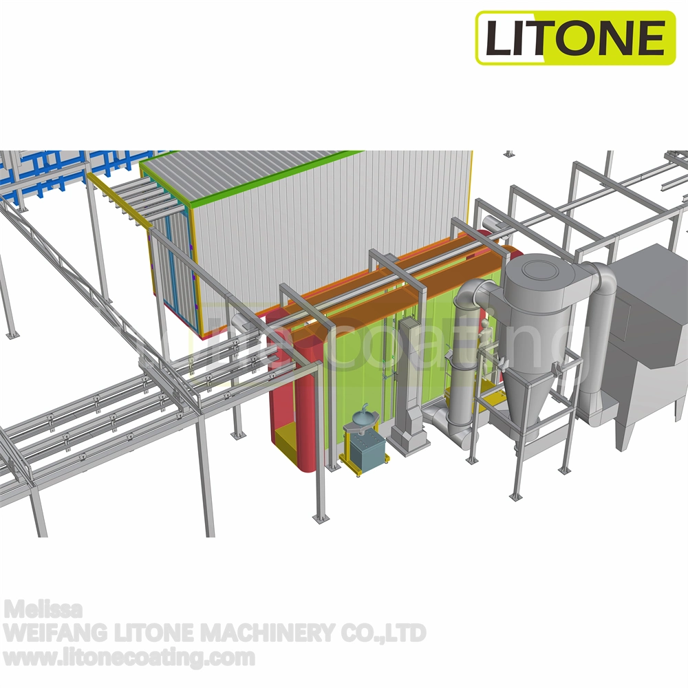 Ligne de production de peinture en poudre électrostatique industrielle, ligne d'assemblage de séchage suspendu par pulvérisation.